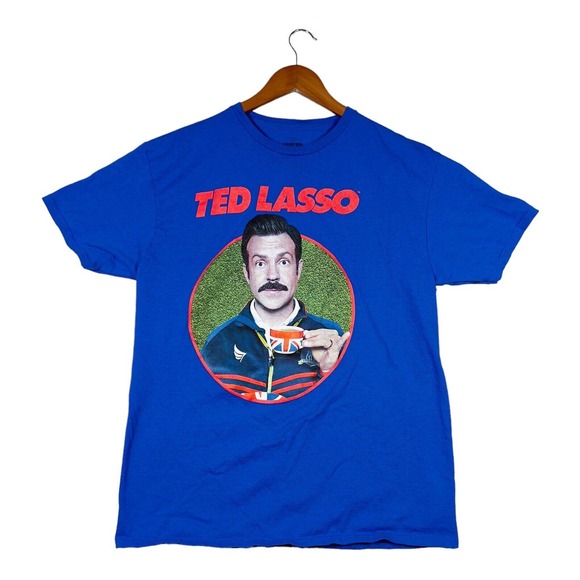 Ted Lasso Men's Team Lasso T Shirt Blue Short Sleeve Crewneck Series Show Sz L - Picture 1 of 4